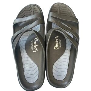 Cheeks by Tony Little Health Sandals Slides Black Size 9